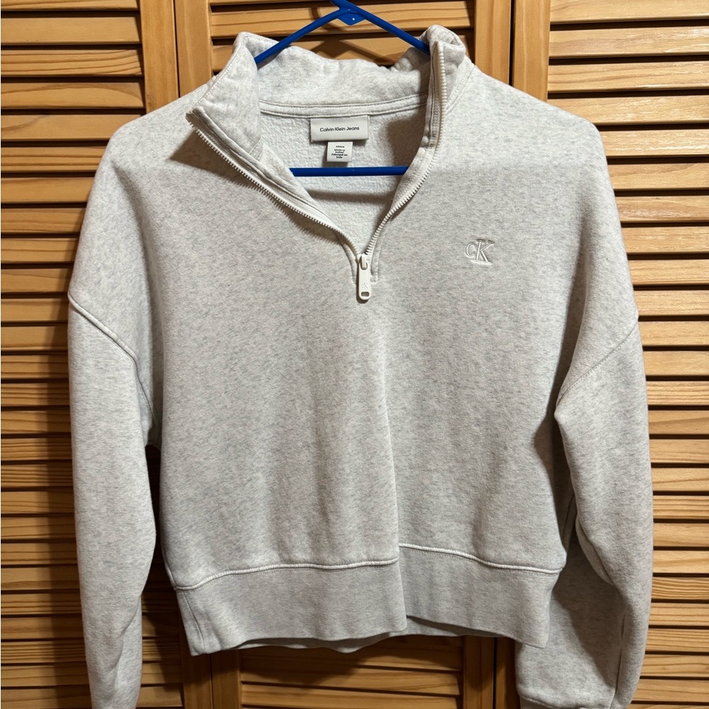Calvin Klein Men's Light Gray Zip-Up Sweater